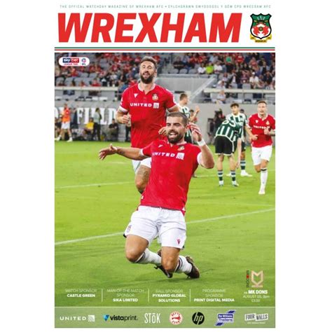 Mk Dons Match Day Programme 5th August 2023 Wrexham Afc Club Shop