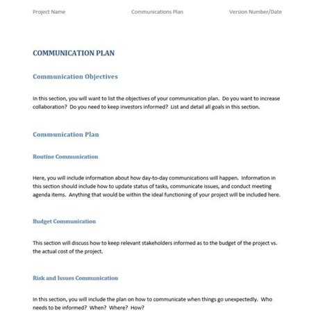 How To Write An Effective Communications Plan Template