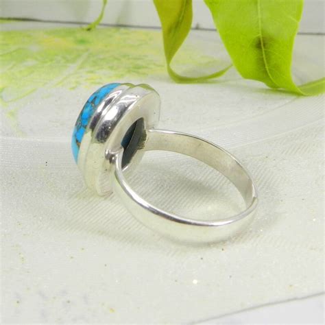 Mohave Turquoise Ring Blue Copper Turquoise Ring Natural Etsy