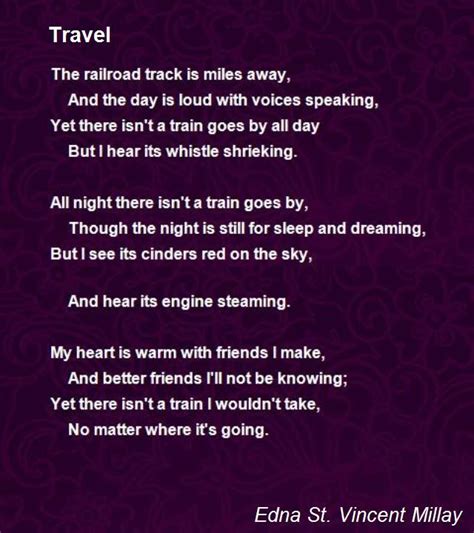 Travel Travel Poem By Edna St Vincent Millay Poems Feminist