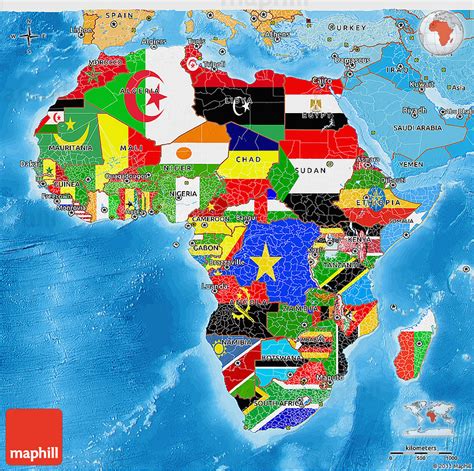 Flag 3d Map Of Africa Political Shades Outside