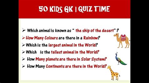 50 Easy Kids Gk Quiz Time Kids Gk Qanda Kids Quiz Youtube