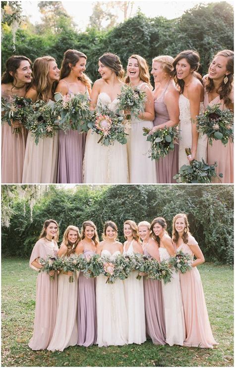 Wedding Bridesmaids Colors Blush Pink Lavender Bridesmaid Dresses