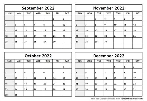 Calendar 2022 September Through November November 2022 Calendar