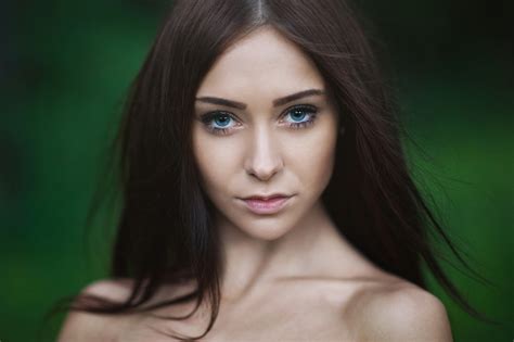 Woman Model Bokeh Brunette Blue Eyes Wallpaper Resolution2048x1363 Id756216