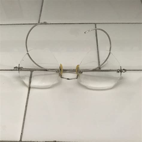 Antique Eyeglasses Silveer Wire Rim Collectible Display Farmhouse