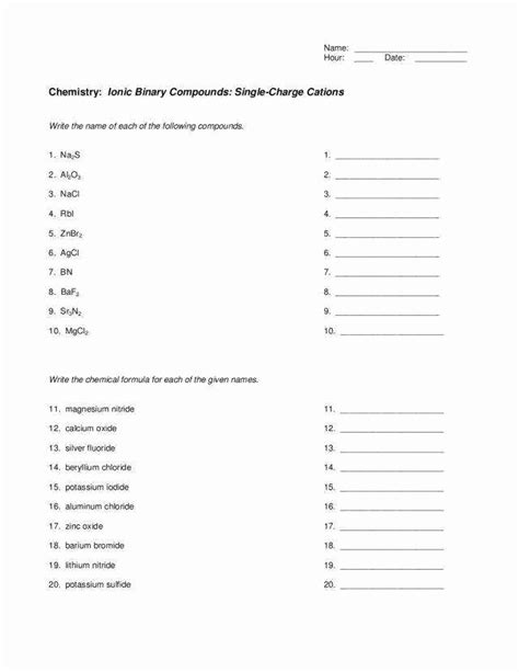 50 Naming Binary Ionic Compounds Worksheet Chessmuseum Template Library