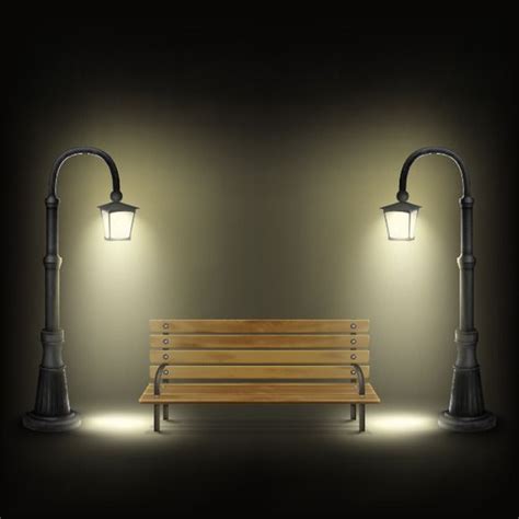Bench Illuminated By Street Lamps By Andriistore On Creative Market