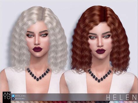 Anto Helen Hairstyle In 2020 Sims 4 Curly Hair Sims Hair Hairstyle