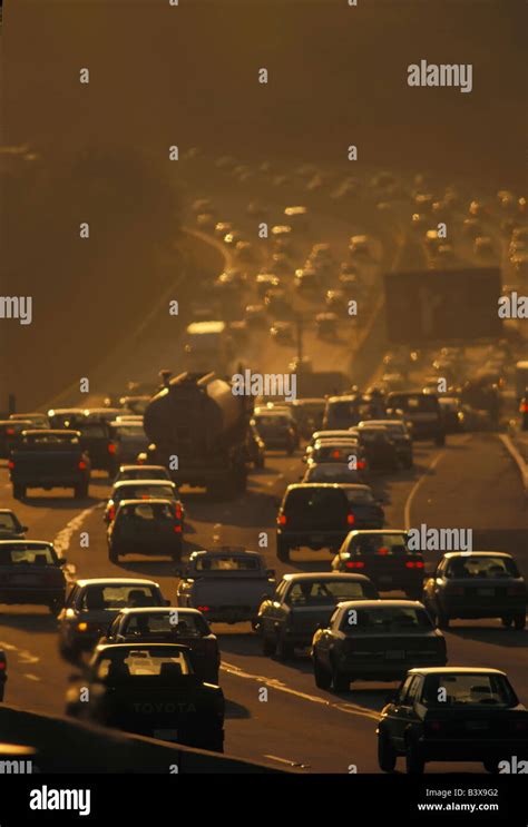 Rush Hour Traffic Jam Crowded Freeway Commute Stock Photo Alamy