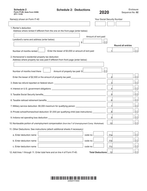 Form It 40 State Form 53996 Schedule 2 2020 Fill Out Sign Online