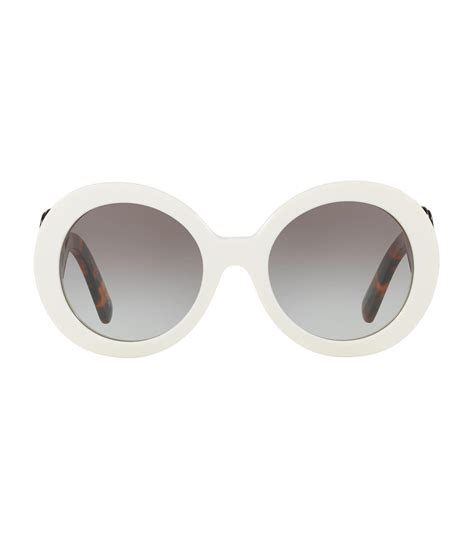 Prada Round Acetate Sunglasses In White Multi Modesens