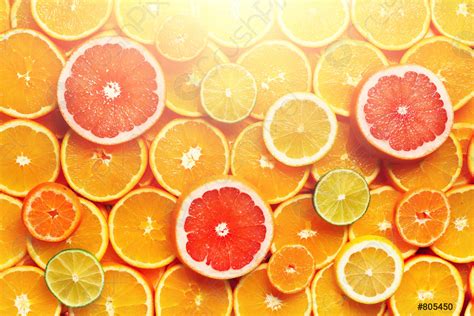 Citrus Fruits Background Orange Lemon Grapefruit Mandarin Lime Food