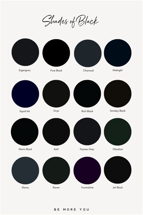 Shades Of Grey Color Chart With Names