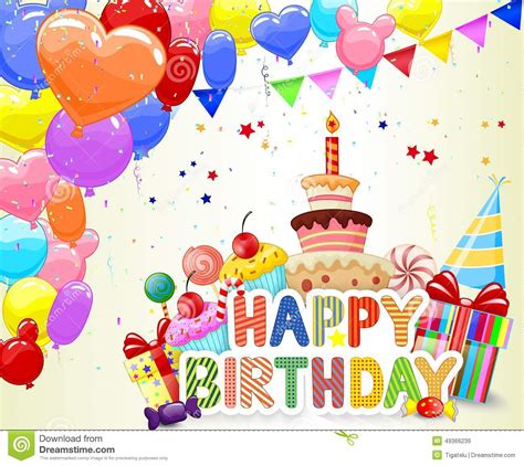 Your happy birthday cartoon stock images are ready. Cartoon Birthday Background With Colorful Balloon And ...