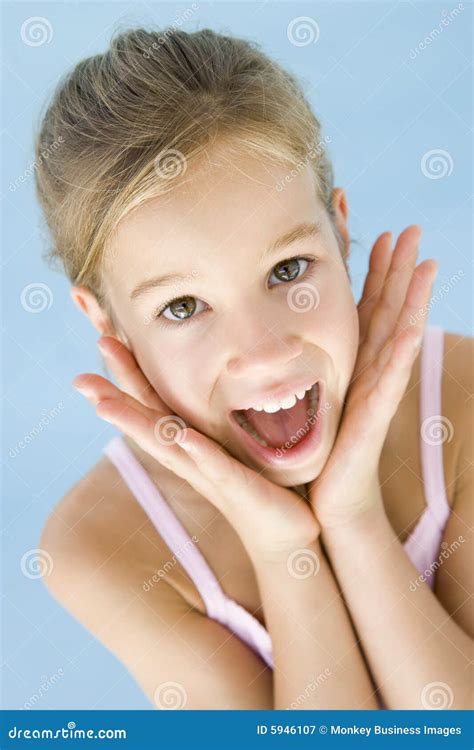 Young Girl Excited And Happy Stock Image Image Of Shock High 5946107