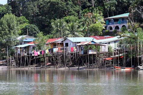 Stilt Houses Of A Fishing Village Sarawak Borneo Malaysia Asia