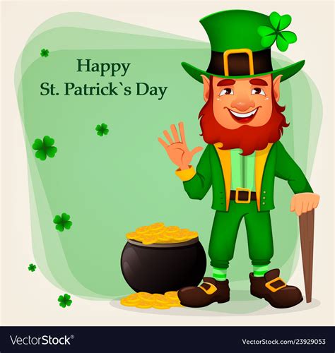 Happy Saint Patricks Day Funny Leprechaun Vector Image