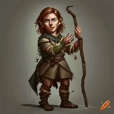 Illustration Of A Halfling With A Bug Net Staff