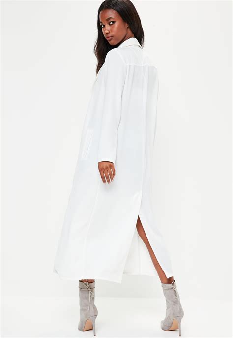 Missguided White Long Sleeved Duster Jacket Lyst