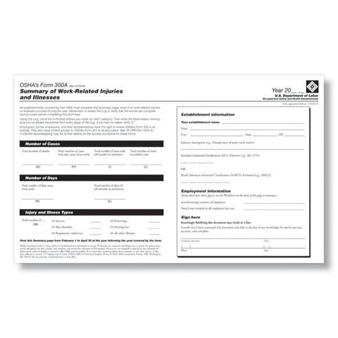 Printable Osha 300a Form