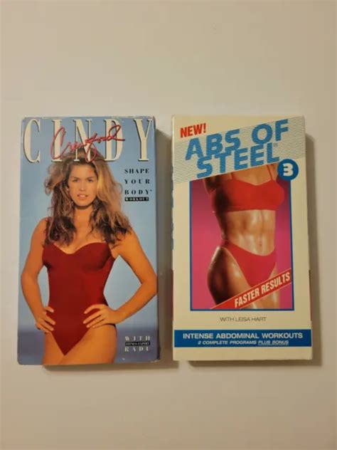 Cindy Crawford Workout Exercise Vhs Lot Of Shape Your Body Abs Of Steel Picclick