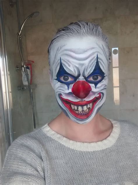 Scary Clown Makeup Face Painting Halloween Design By Sandie Griffiths