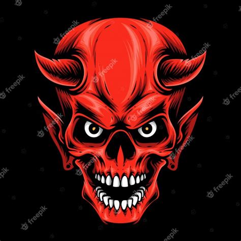 Premium Vector Red Devil Skull Logo