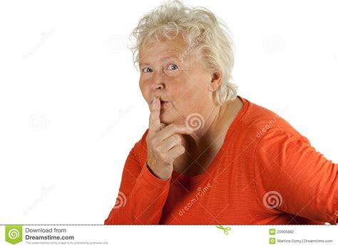 Senior Woman Is Asking For Silence Stock Photo Image Of Hand Face
