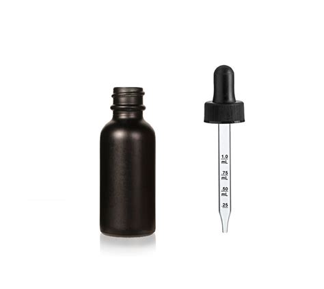 12 Oz Matt Black Glass Bottle W Black Calibrated Glass Dropper