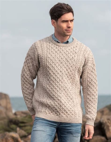 Traditional Aran Sweater Irish Fisherman Sweater100 Soft Merino Wool