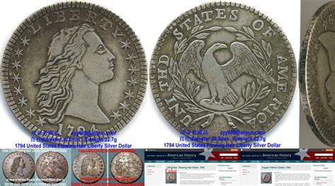 Genuine 1794 United States Flowing Hair Liberty Silver Dollar Compared