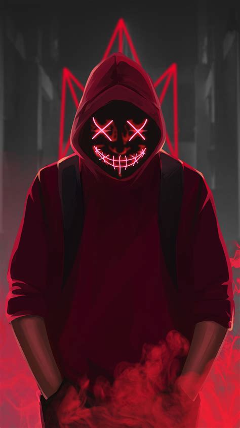 Red Mask Neon Eyes 4k In 2160x3840 Resolution Red Mask Boys
