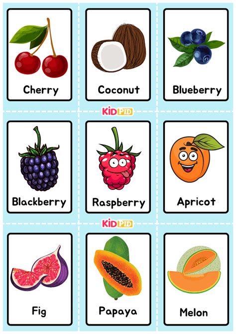 Fruits Colorful Handdrawn Flashcard Sheets Kidpid In 2023 Fruit
