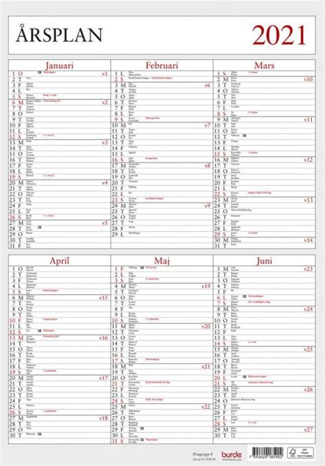 Lag en gratis kalender, klar til å skrives ut. årsplan Kalender 2021 Skriva Ut Gratis