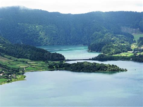 Twin Lakes At Sete Cidades Sao Miguel The Azores Stock Photo Image