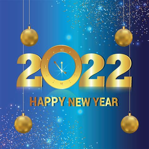 Feliz Año Nuevo 2022 Tarjeta De Invitación Con Reloj De Pared Dorado