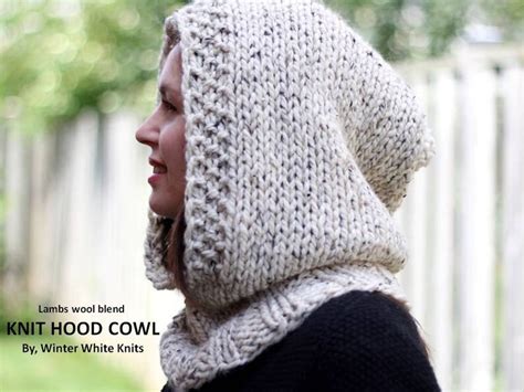 Hand Knit Hood Cowl With Winter Hood Wool Hood Wool Hood Etsy