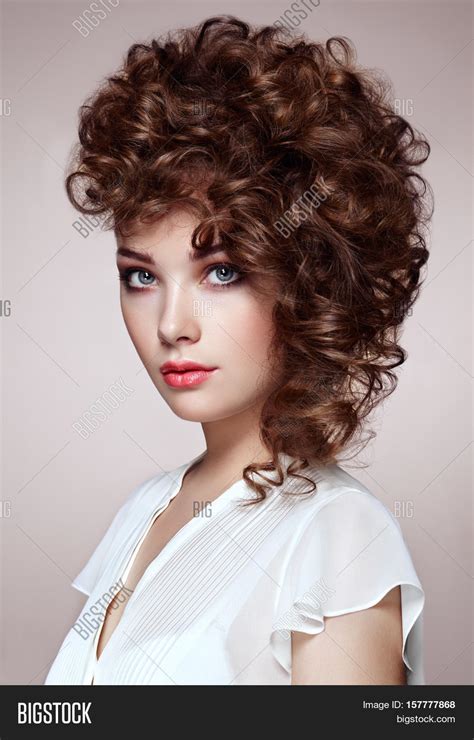 brunette woman curly image and photo free trial bigstock