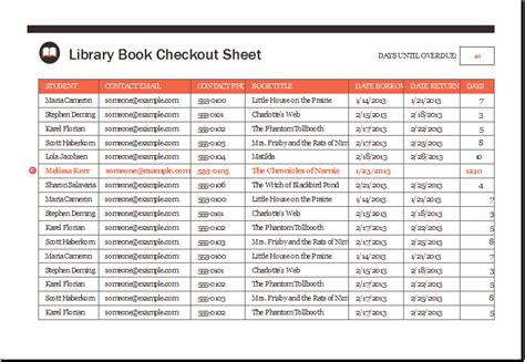 Library Book Checkout Sheet Template Xls Excel Templates