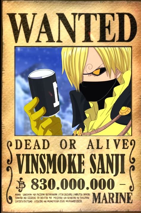 Vinsmoke Sanji Bounty After Wano Ronepiece