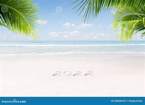 Nd New Year Theme Tropical Beach Stock Image Image Of Happy Event