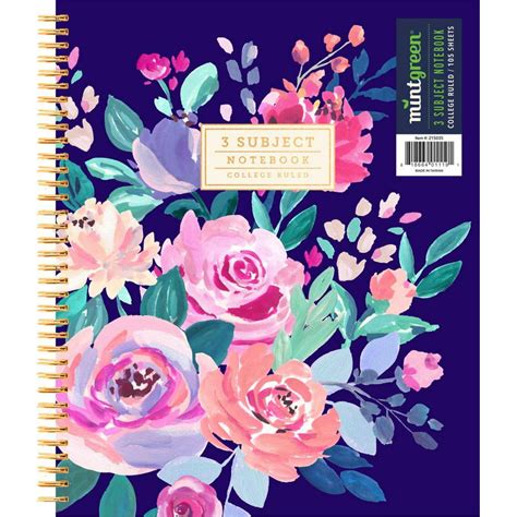 Mintgreen Spiral Notebook College Ruled 3 Subject 105 Sheets 85 X