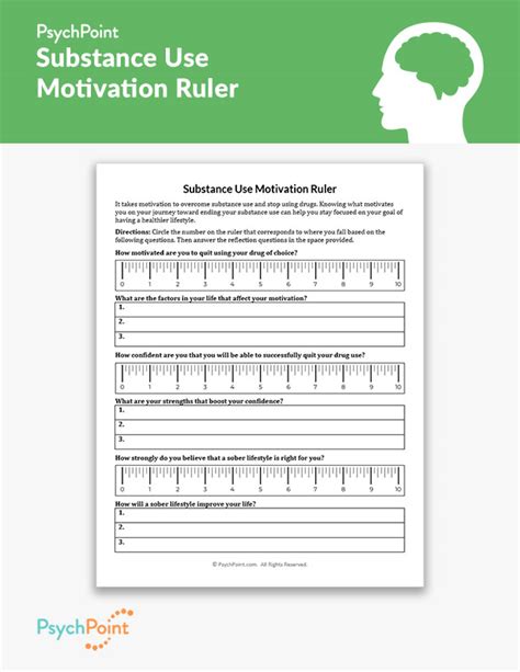 Substance Use Motivation Ruler Worksheet Psychpoint