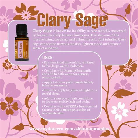 The main chemical component of clary sage is linalyl acetate, part of the esters group, making it one of the most relaxing, soothing, and balancing essential oils. Pin on essential oils
