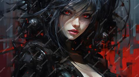 Premium Ai Image Cyberpunk Anime Girl Oil Painting