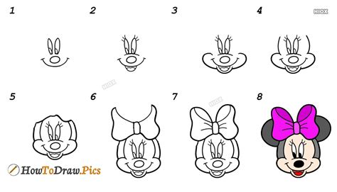 How To Draw Minnie Mouse Step By Step Images
