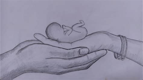 Pencil Art Of Baby In Parents Hands Youtube