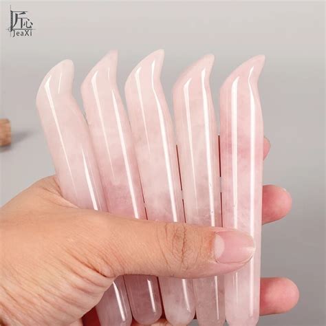 Natural Rose Quartz Massage Wand Crystal Mineral Relaxing Wand Acupoint Point Stick Reiki