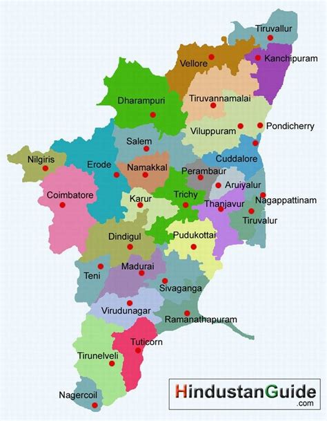 Tamil Nadu State Map With Cities Cassie Anjanette